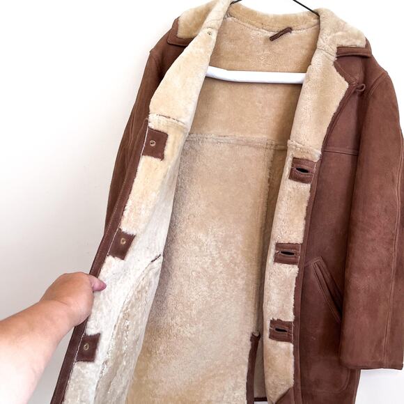 Vintage David Church Suede Mens Coat Size 40 Brown Shearling Sheepskin Marlboro - Picture 3 of 12